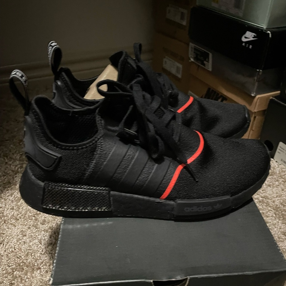 Adidas NMD_R1 Black with Red Highlights